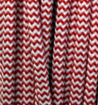 Textilkabel rot/weiss, 2-adrig rund, 2x0,75